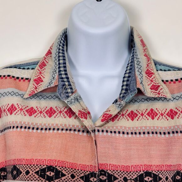 VINTAGE Kikomo Button Up Shirt Womens M Aztec Southwestern Western - Picture 3 of 9